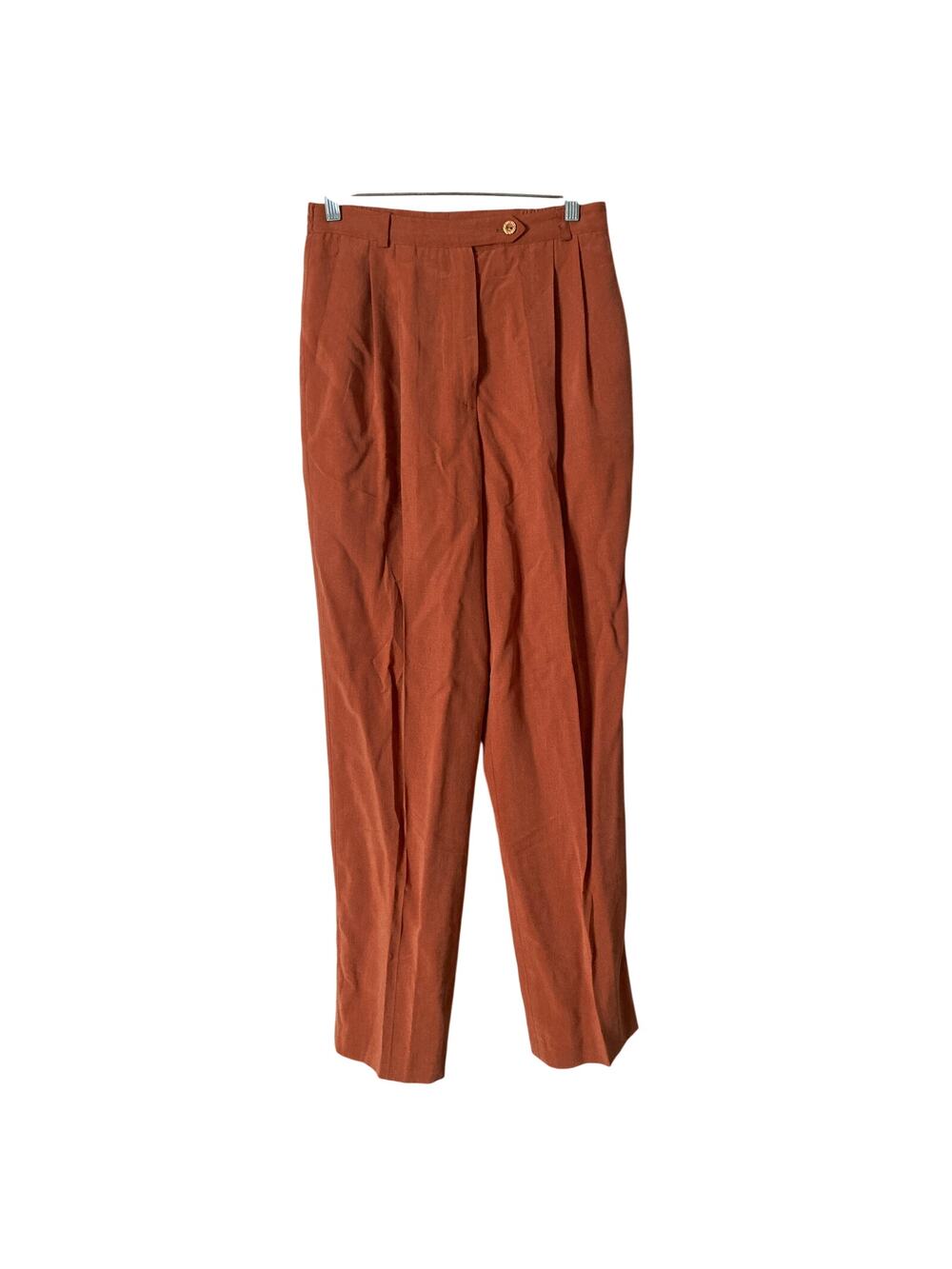 VTG Conrad C Proportion Petite Womens 10 Rust Orange Pleated Tapered Dress Pants